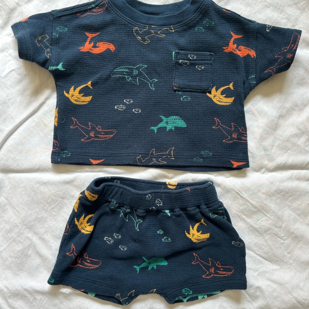 Shark Print Baby Outfit